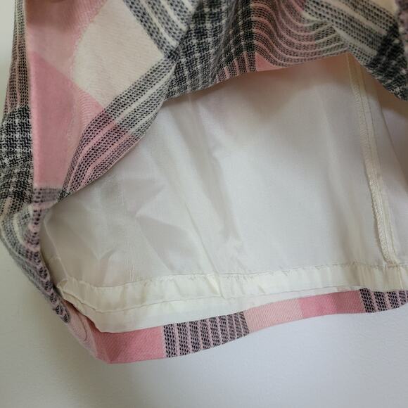 Vtg Pink Plaid Midi Skirt Womens 8 Preppy Cottagecore Acadmia Boho USA Made - Picture 5 of 11